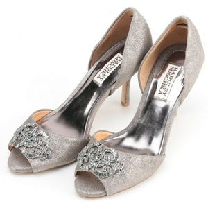 Badgley Mischka Salsa Peep Toe Heels Metallic